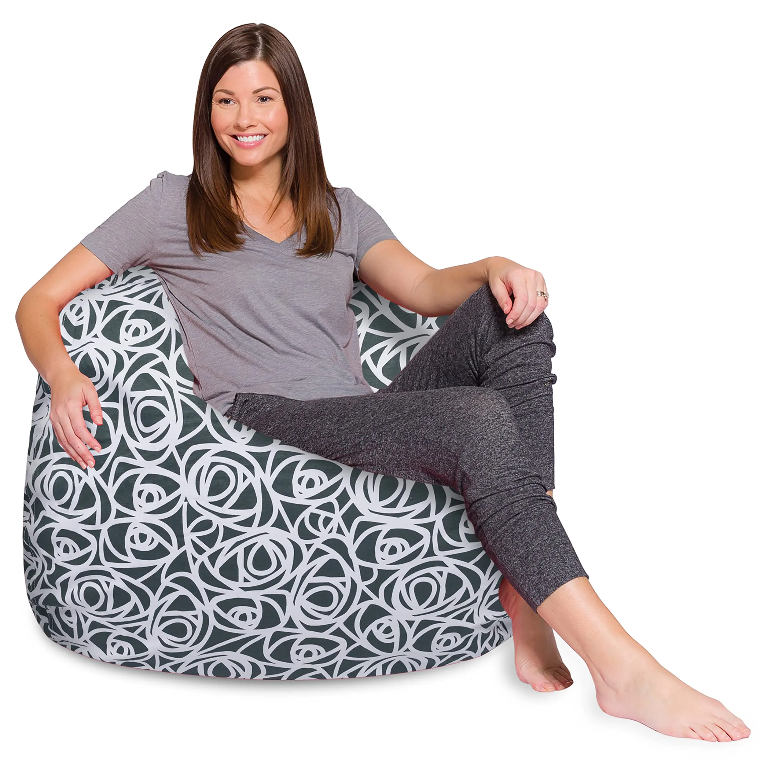Posh Beanbags Bean Bag Chair Large-38in Canvas Birds