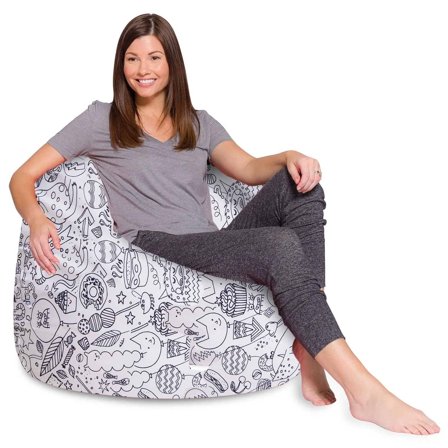 Posh Beanbags Bean Bag Chair Large-38in Canvas Birds