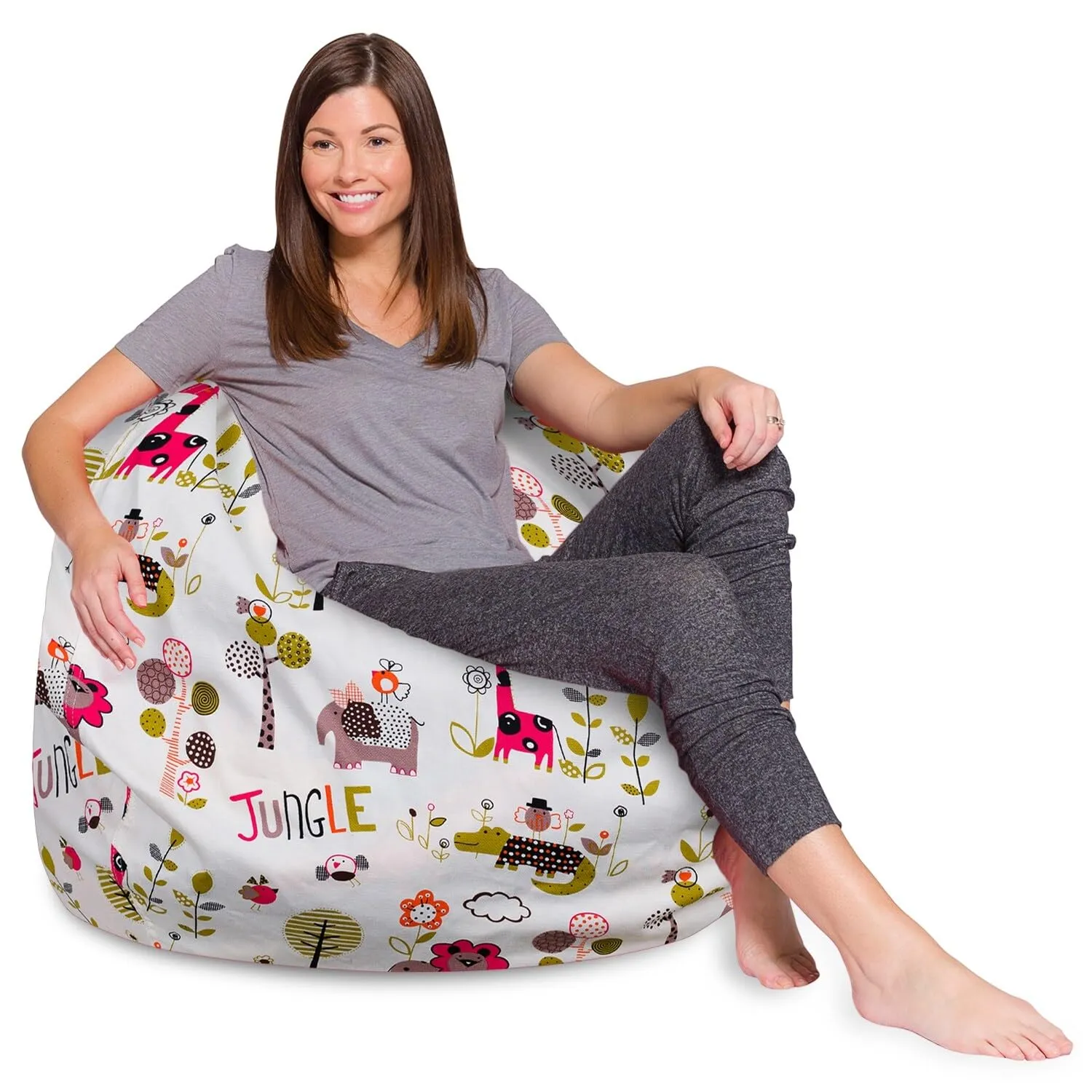 Posh Beanbags Bean Bag Chair Large-38in Canvas Birds