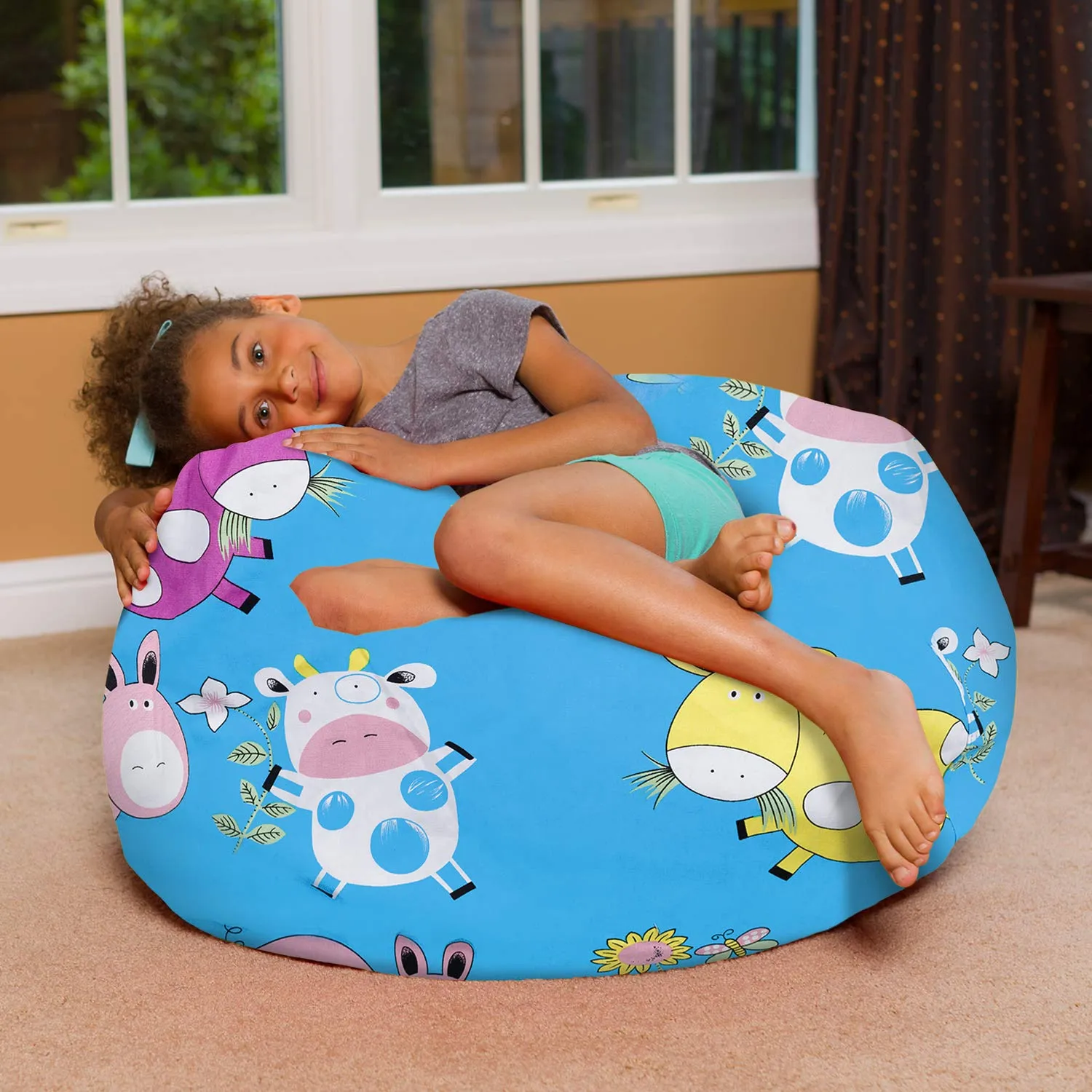 Posh Beanbags Bean Bag Chair Large-38in Canvas Birds