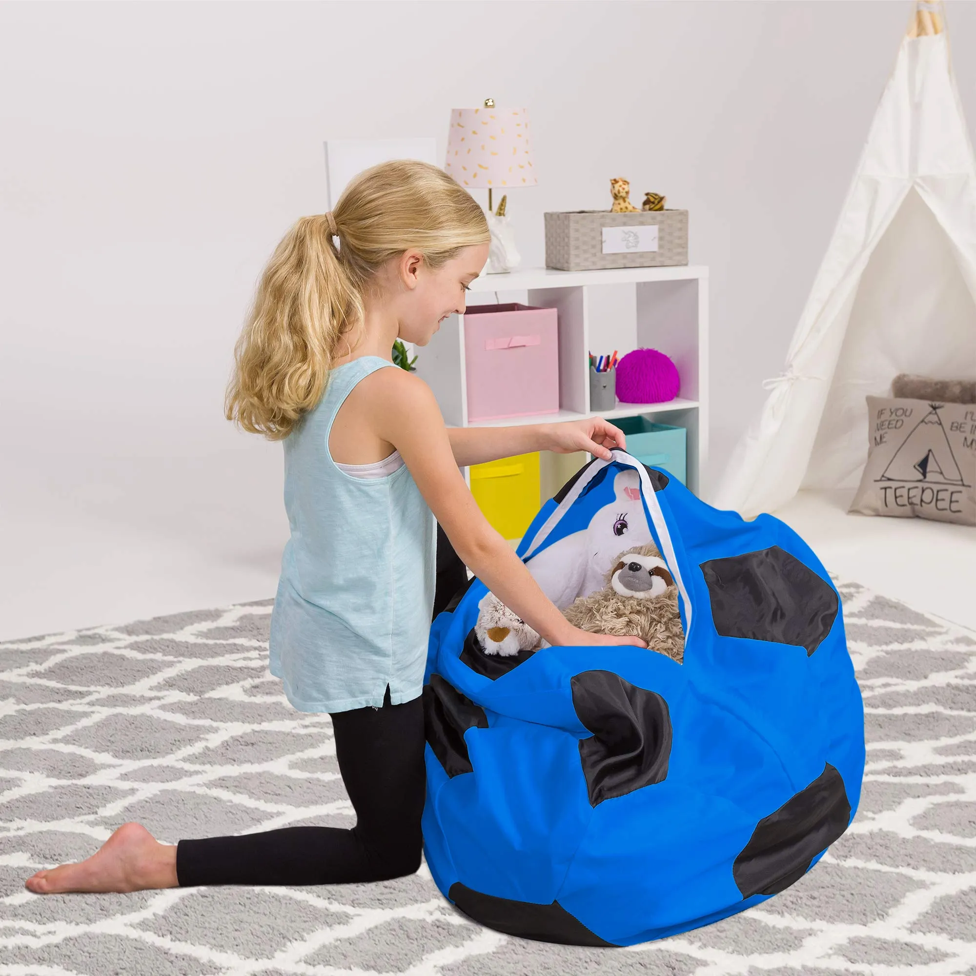 Posh Creations Kids Stuffed Animal Storage Bean Bag Chair Cover