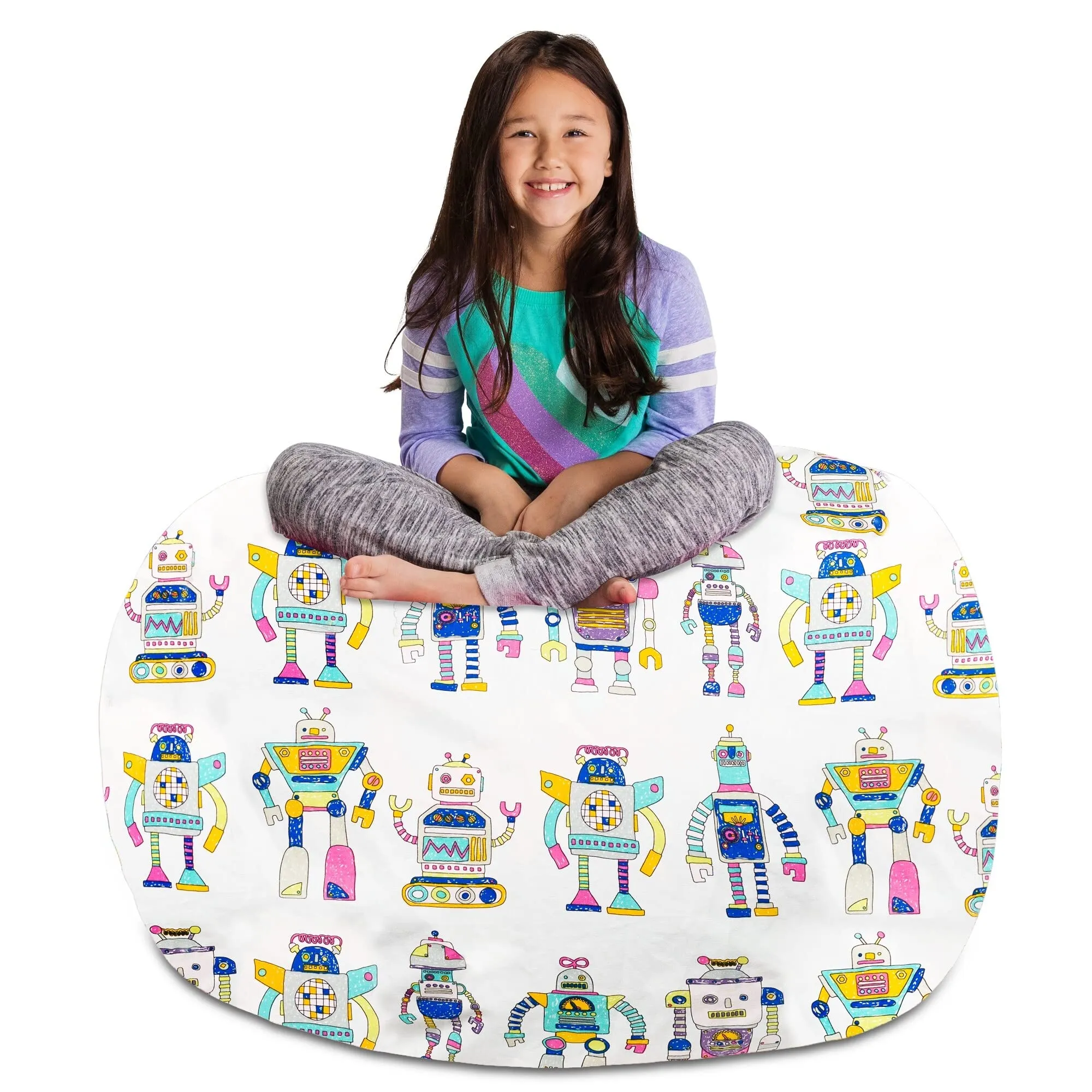 Posh Creations Kids Stuffed Animal Storage Bean Bag Chair Cover