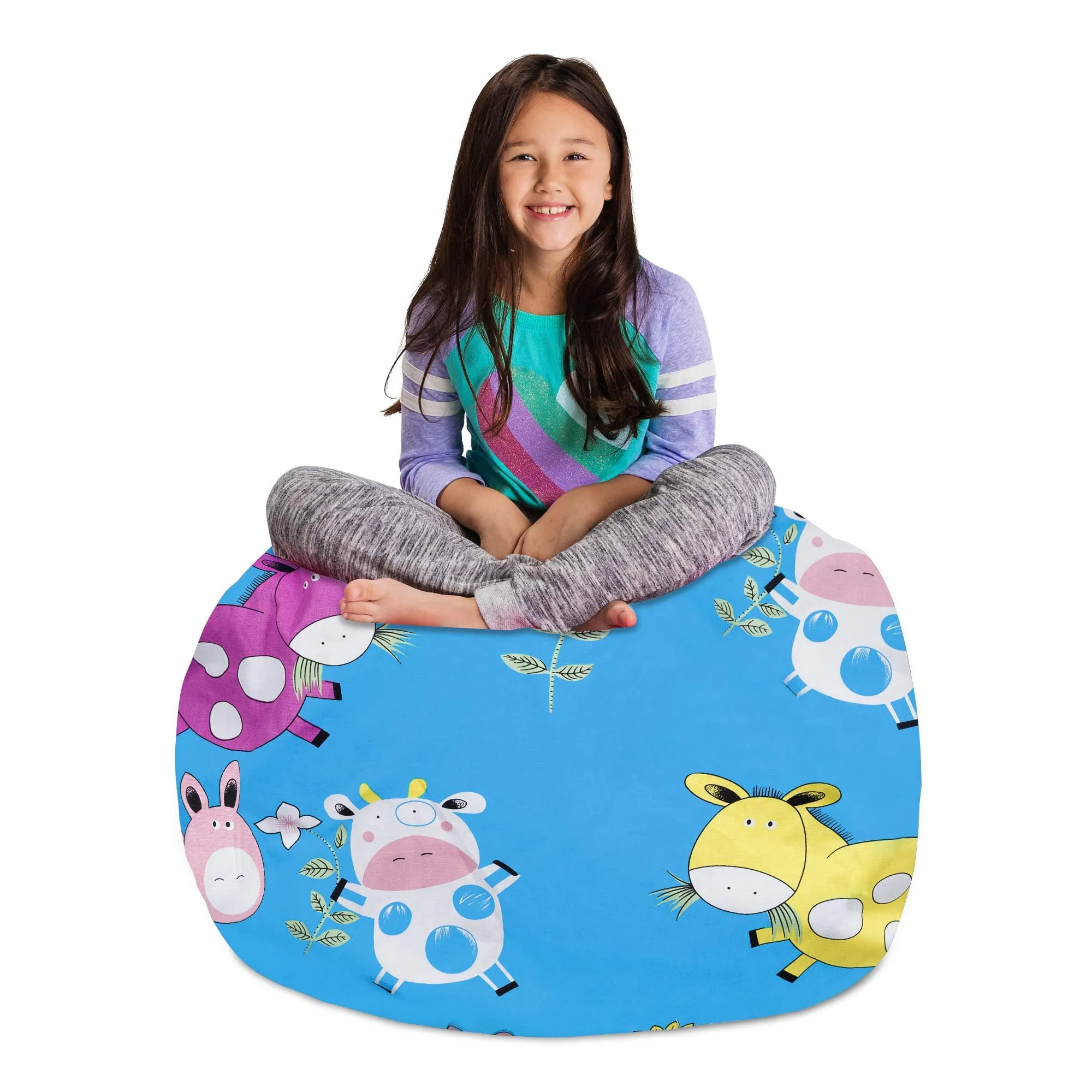 Posh Creations Kids Stuffed Animal Storage Bean Bag Chair Cover