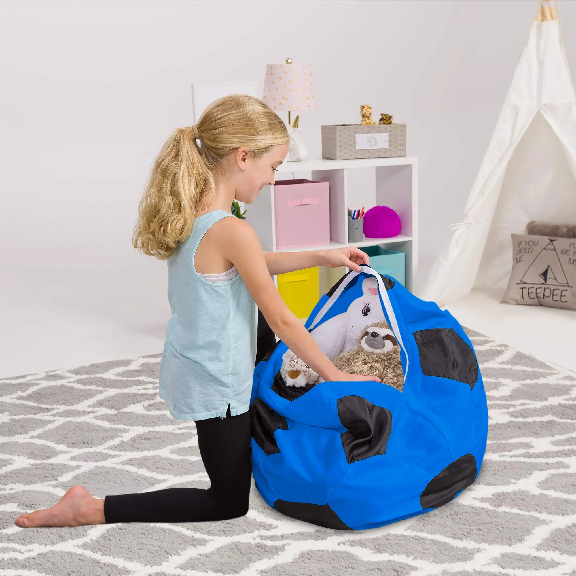 Posh Creations Kids Stuffed Animal Storage Bean Bag Chair Cover