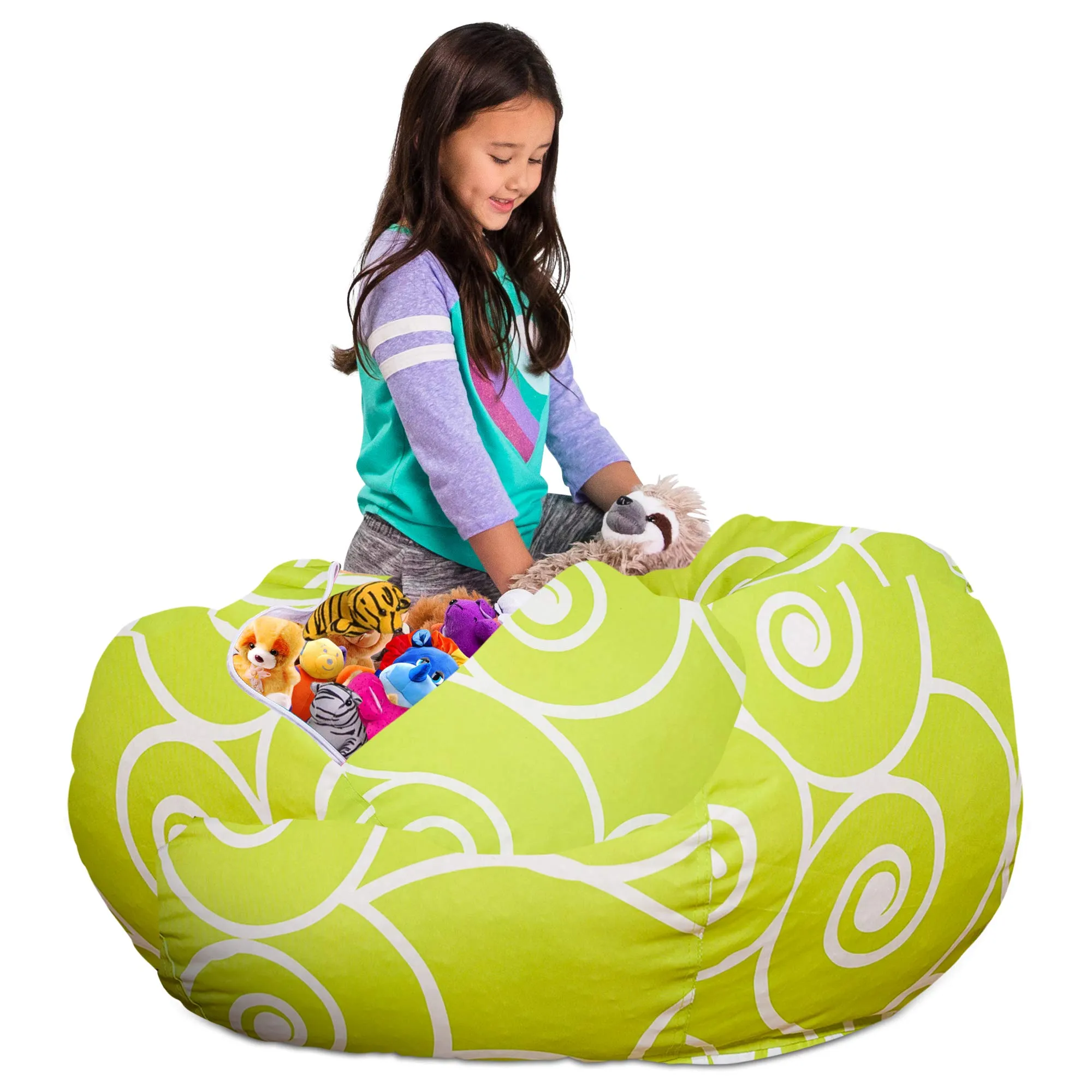 Posh Creations Stuffable Kids Stuffed Animal Storage Bean Bag Chair