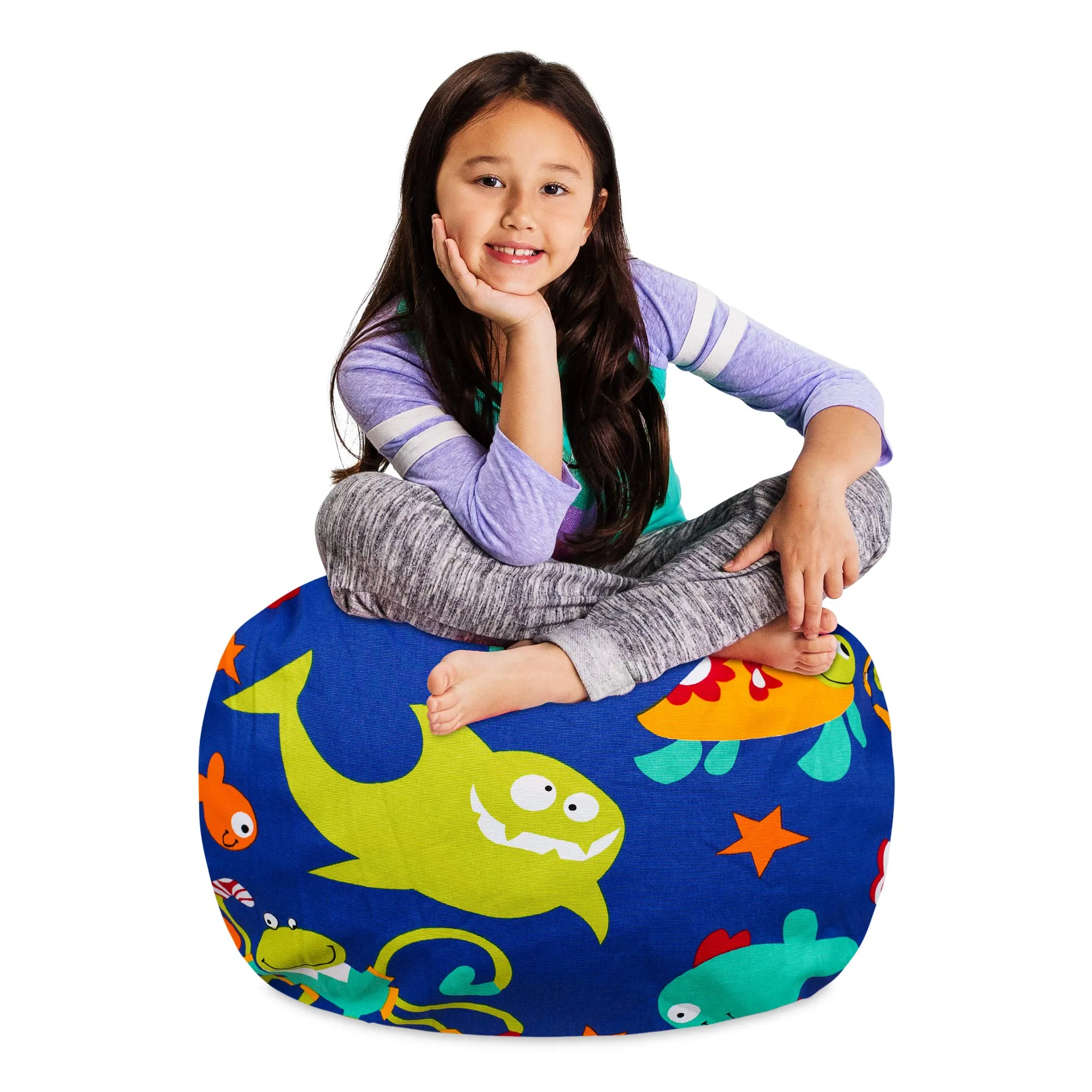 Posh Creations Stuffable Kids Stuffed Animal Storage Bean Bag Chair