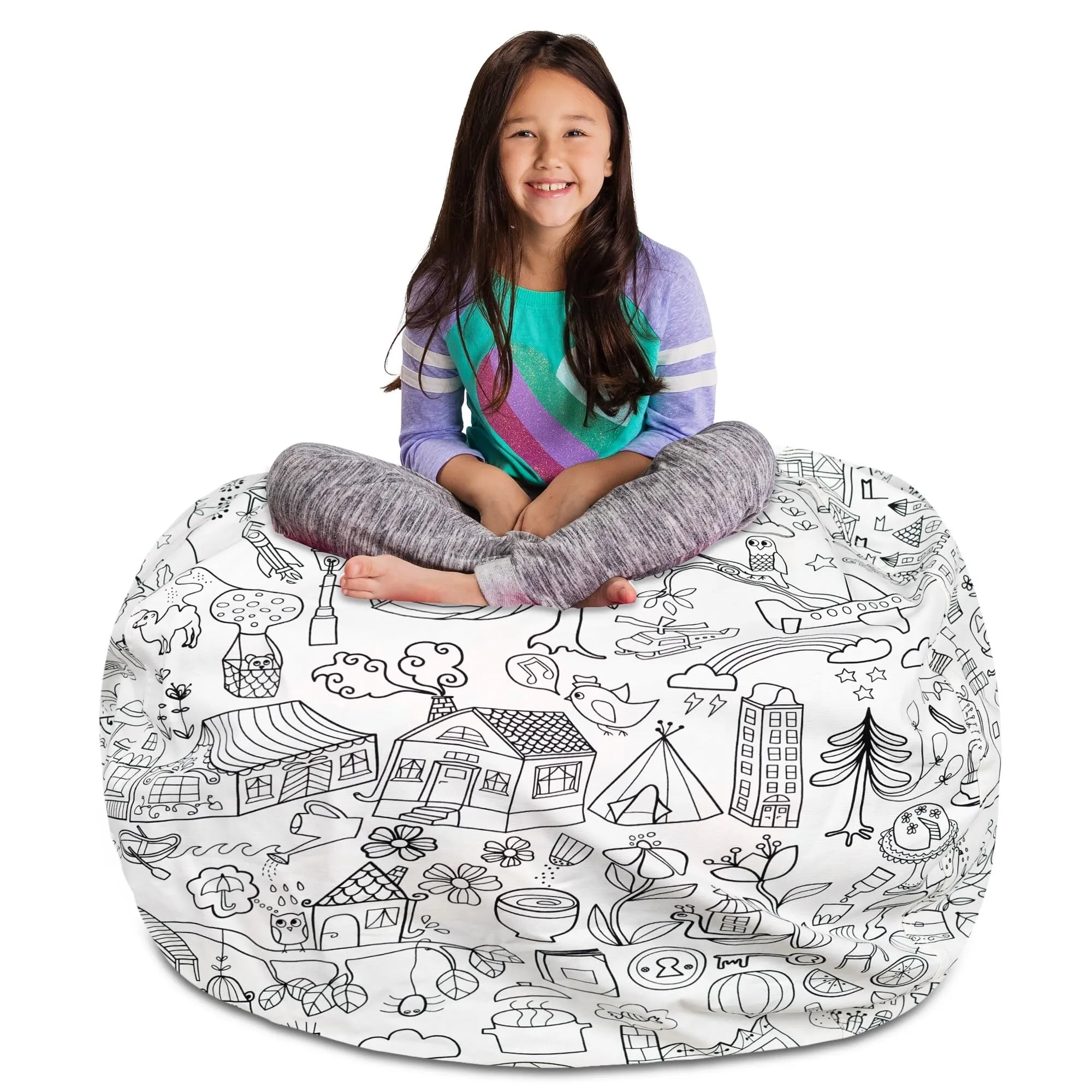 Posh Creations Stuffable Kids Stuffed Animal Storage Bean Bag Chair