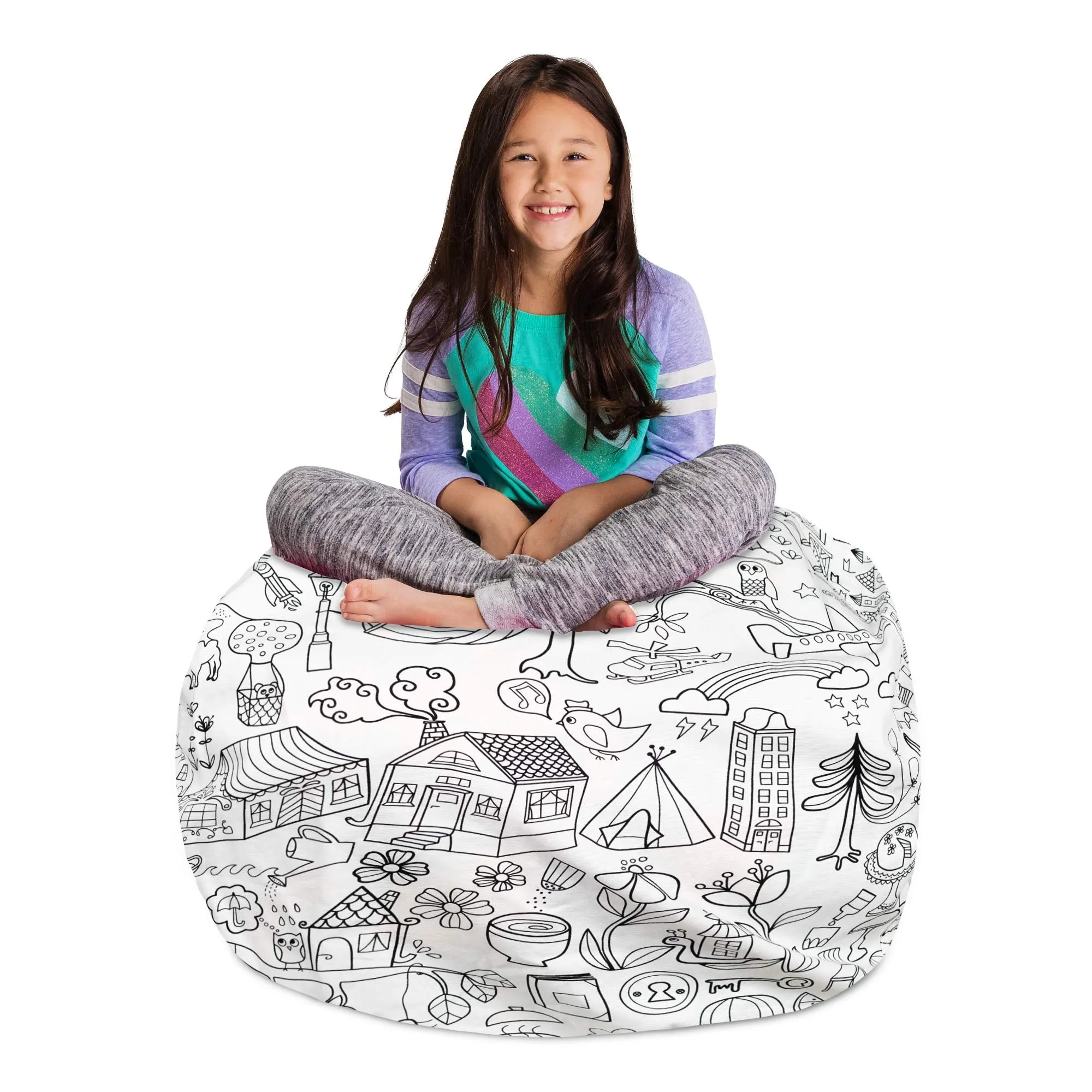 Posh Creations Stuffable Kids Stuffed Animal Storage Bean Bag Chair