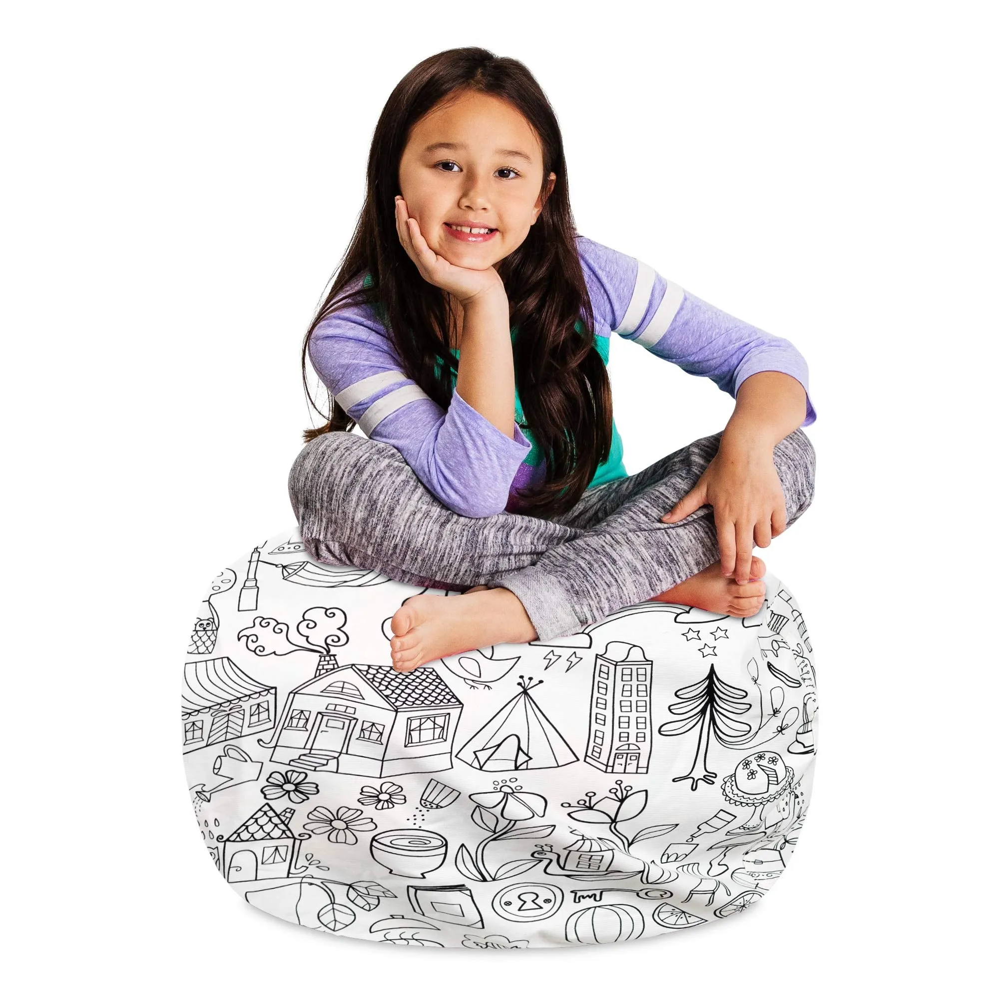 Posh Creations Stuffable Kids Stuffed Animal Storage Bean Bag Chair