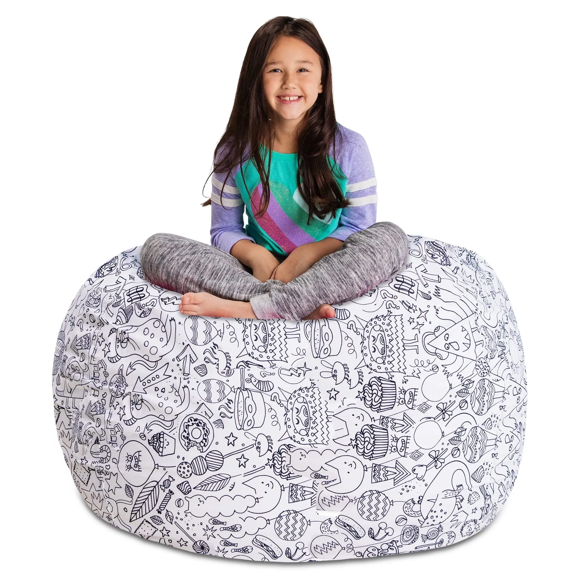 Posh Creations Stuffable Kids Stuffed Animal Storage Bean Bag Chair