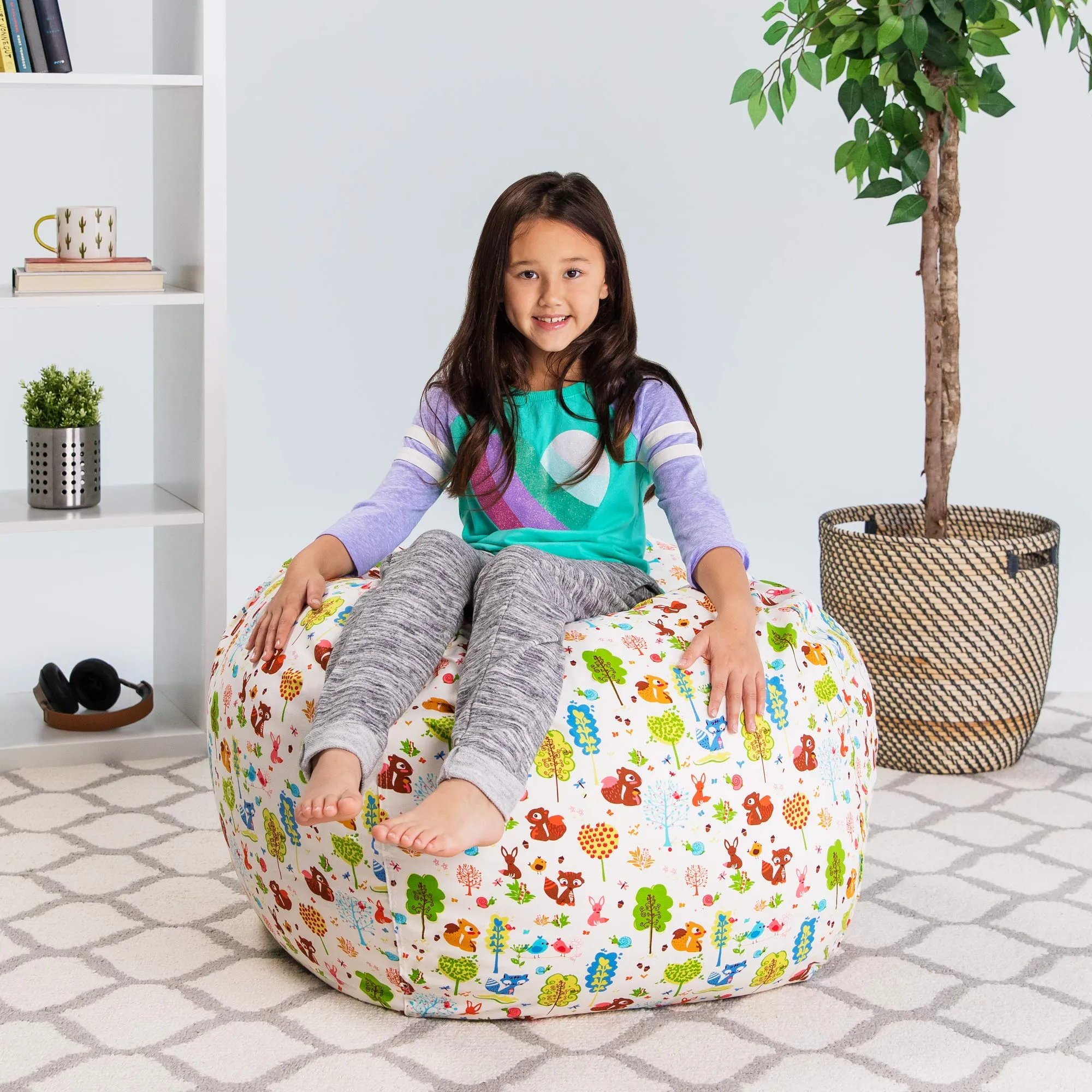 Posh Creations Stuffable Kids Stuffed Animal Storage Bean Bag Chair