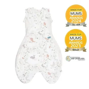 Purflo Swaddle To Sleep Bag 2.5 TOG 0-4 Month Lightweight - Storybook Nutmeg (2 Pack)