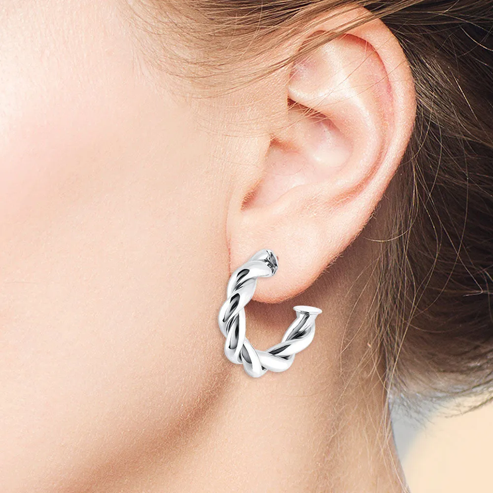 "Entangled" High Polished Twisted 1" Hoop Earrings