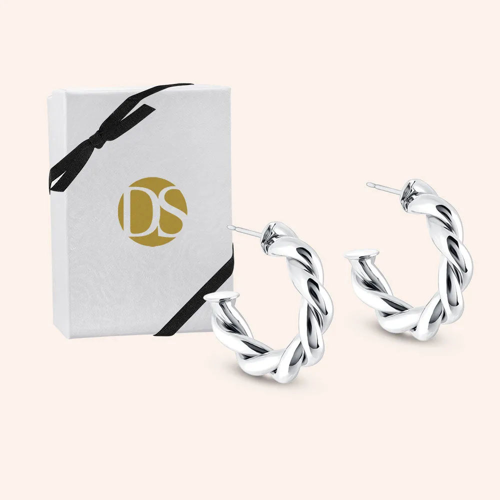 "Entangled" High Polished Twisted 1" Hoop Earrings