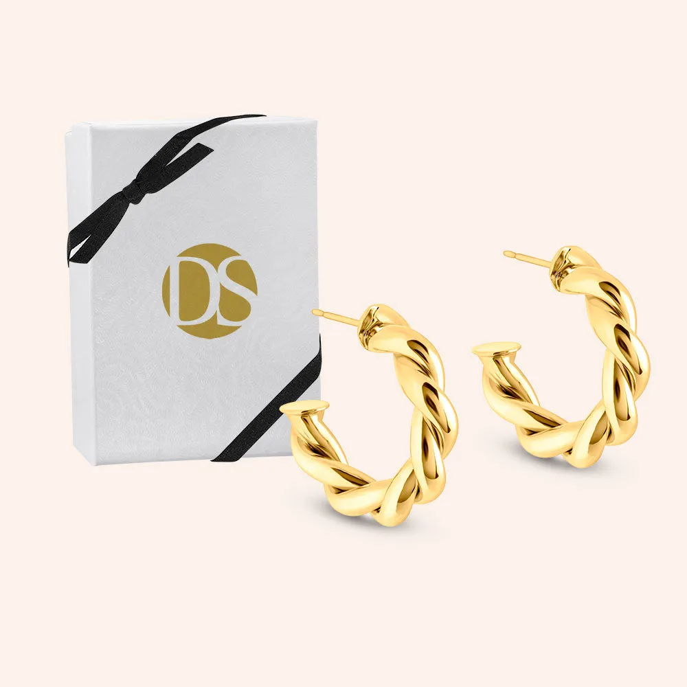 "Entangled" High Polished Twisted 1" Hoop Earrings