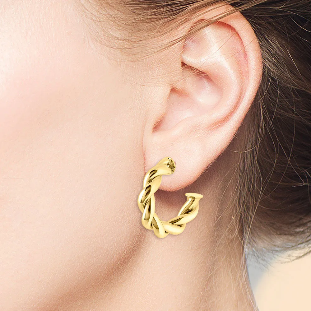 "Entangled" High Polished Twisted 1" Hoop Earrings