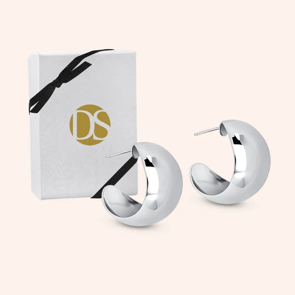 "Monaco" High Polished 1" Statement Hoop Earrings