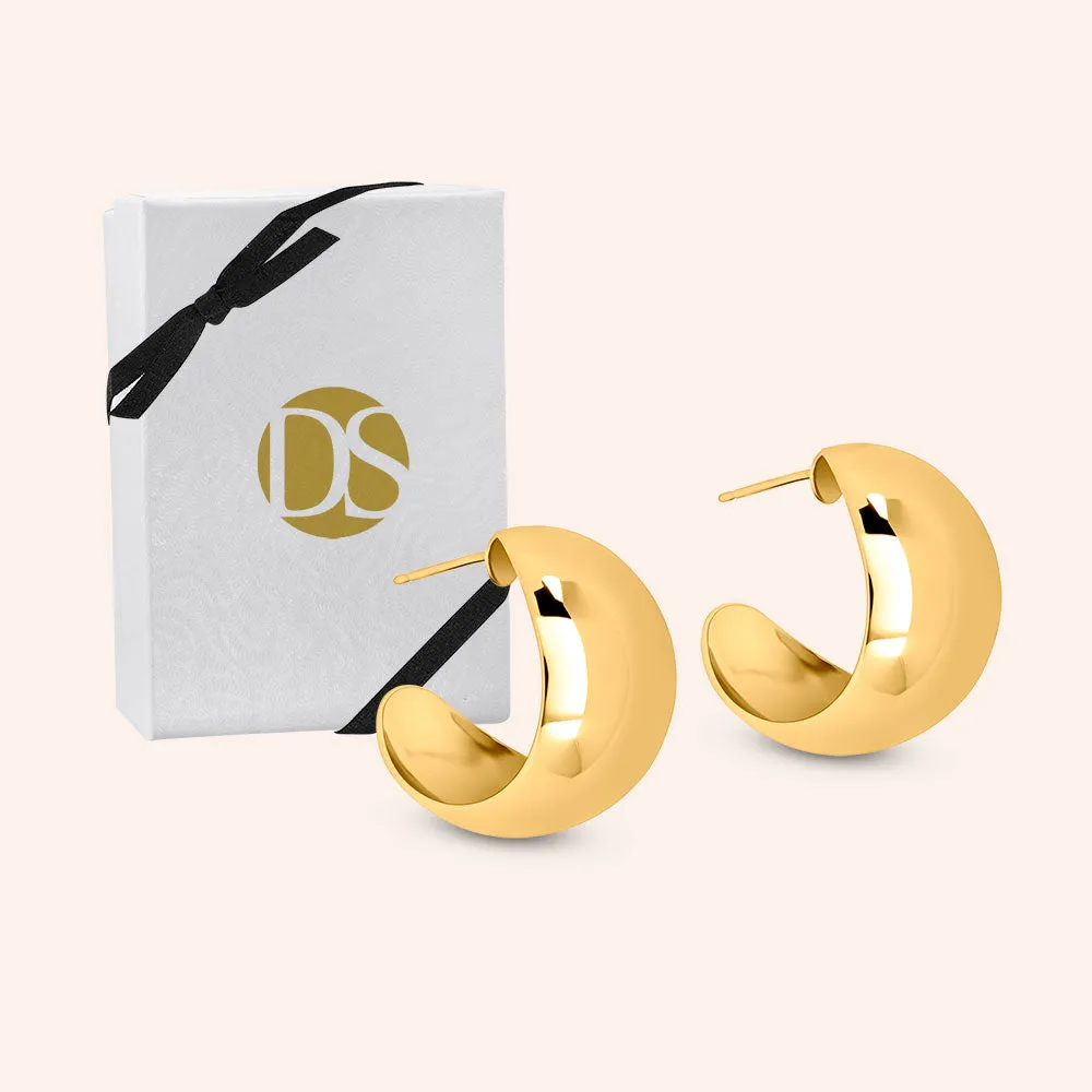 "Monaco" High Polished 1" Statement Hoop Earrings