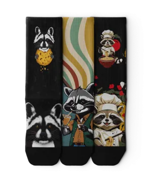Raccoon Frenzy Crew Socks 3-Pack