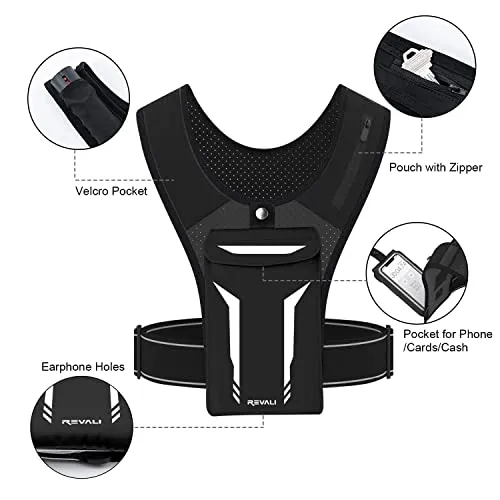 Running Vest, REVALI USA Original Patent, USA Designed, USA Warranty Reflective Running Vest Gear for Men and Women