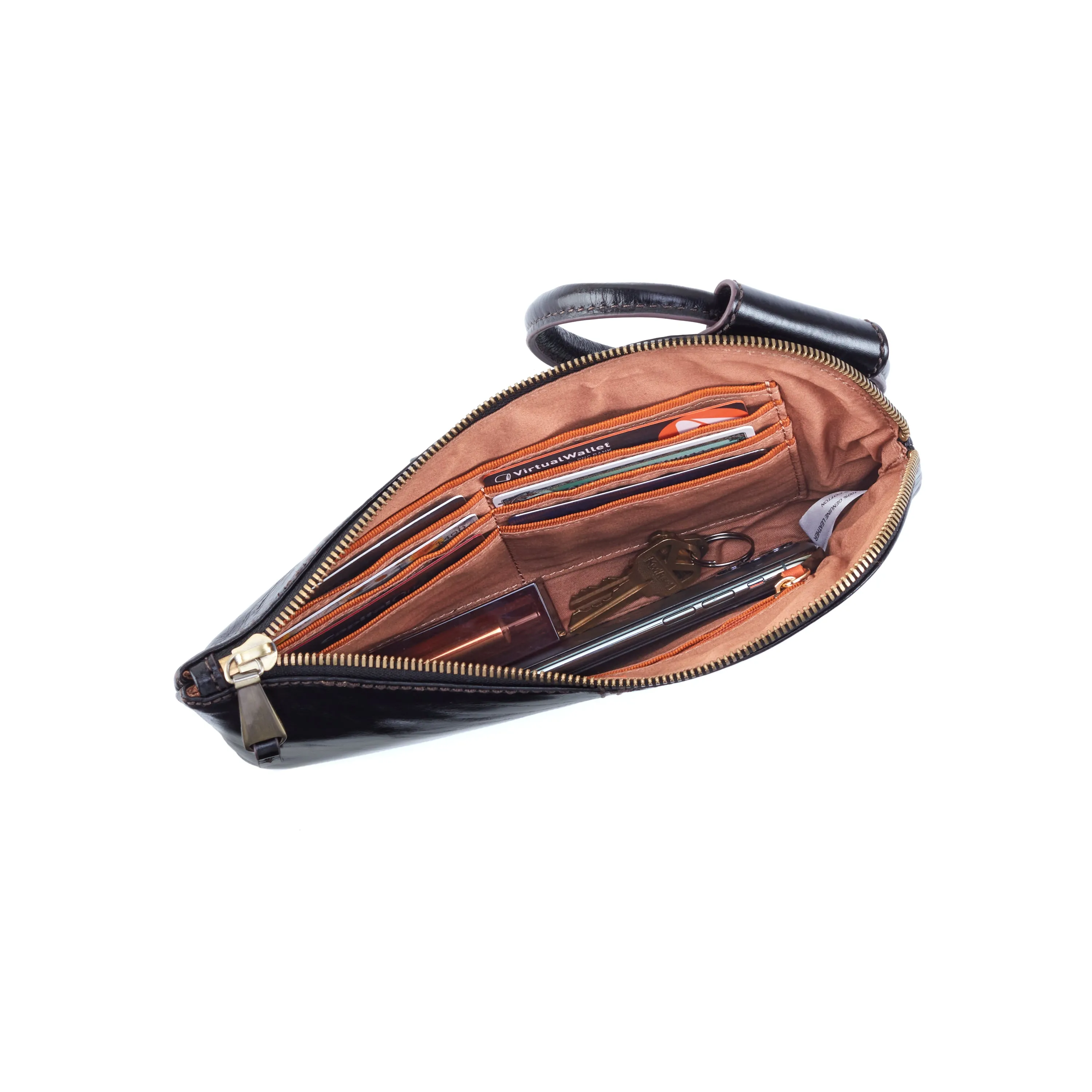 Sable Wristlet In Polished Leather - Natural