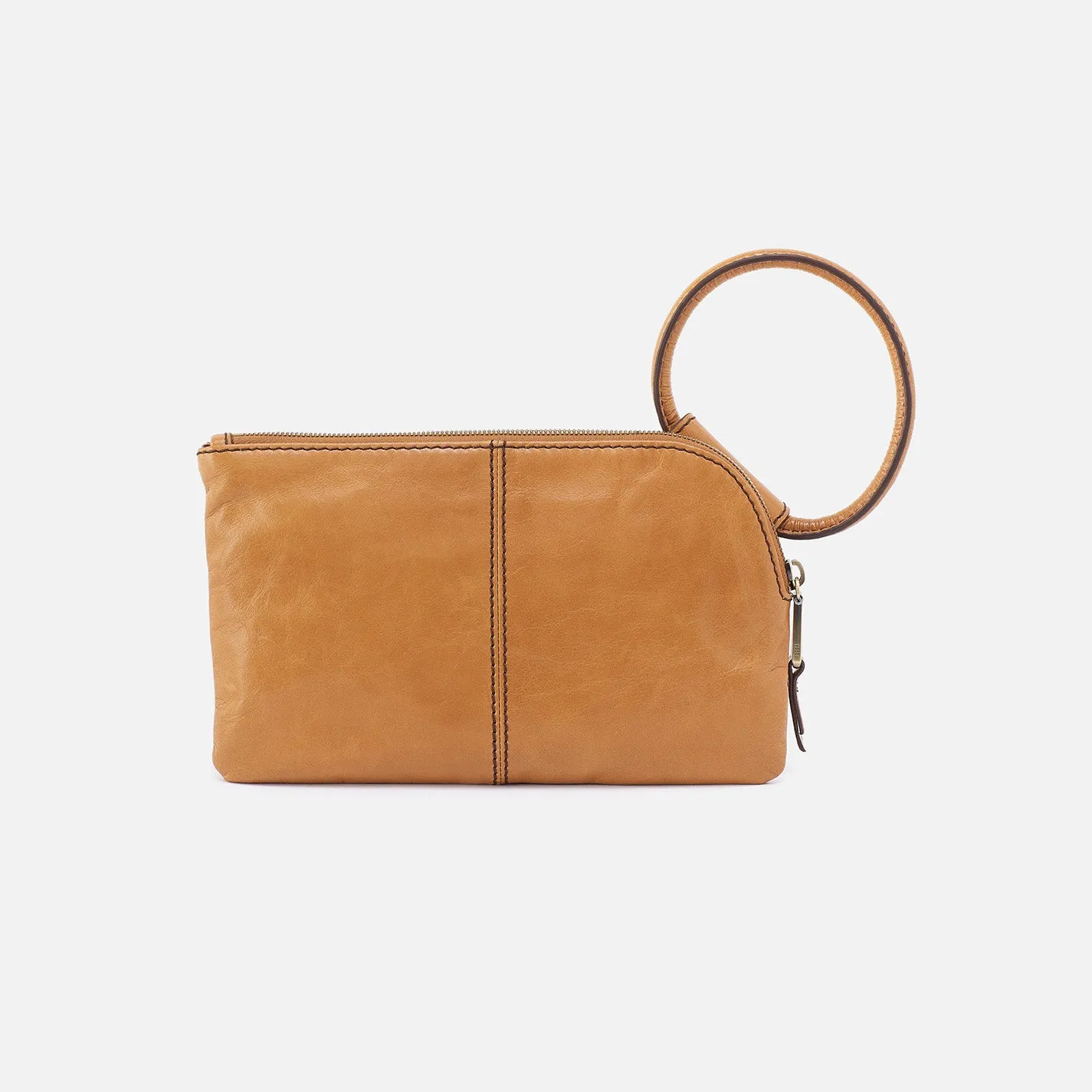 Sable Wristlet In Polished Leather - Natural