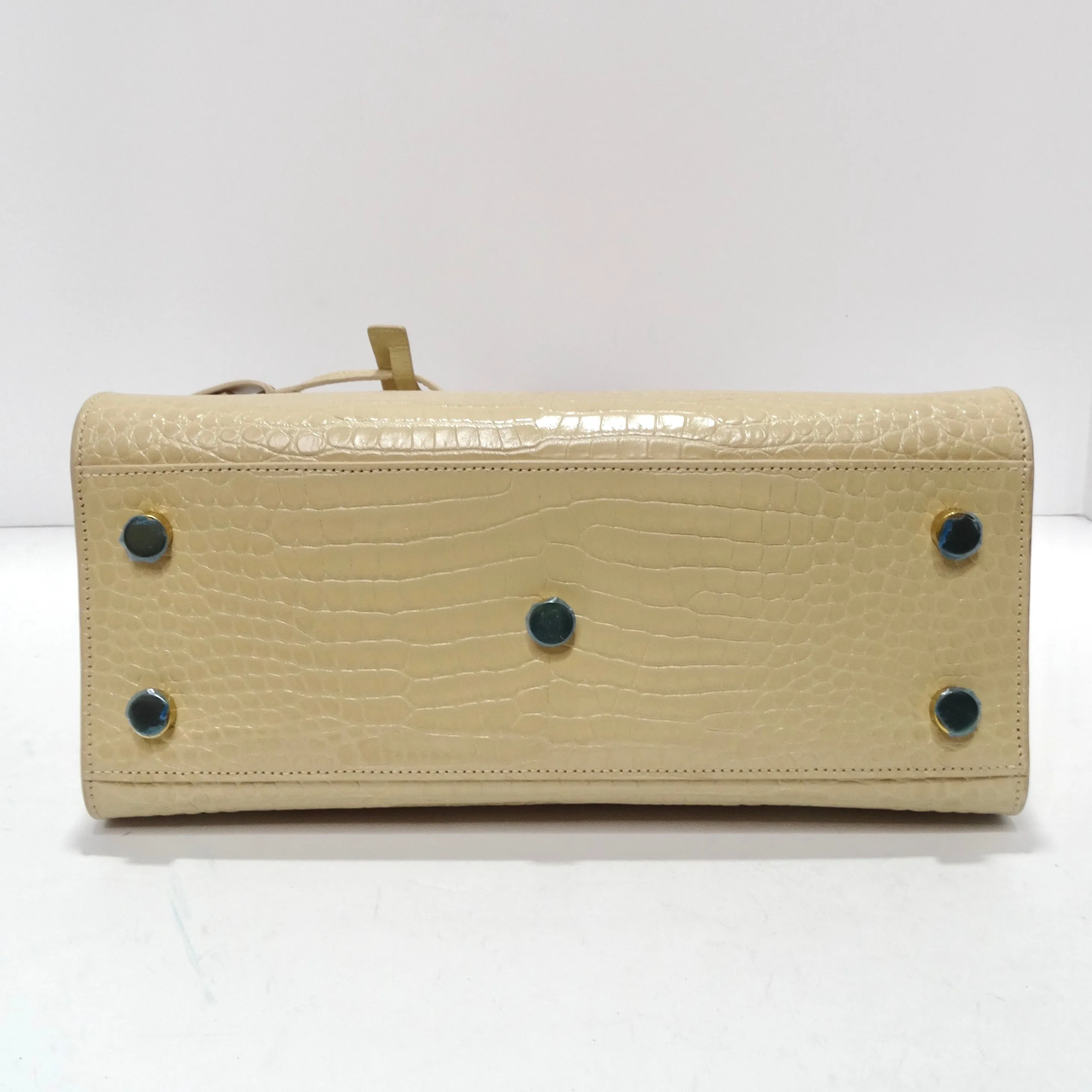 Saint Laurent Calfskin Crocodile Embossed Baby Sac De Jour Nude