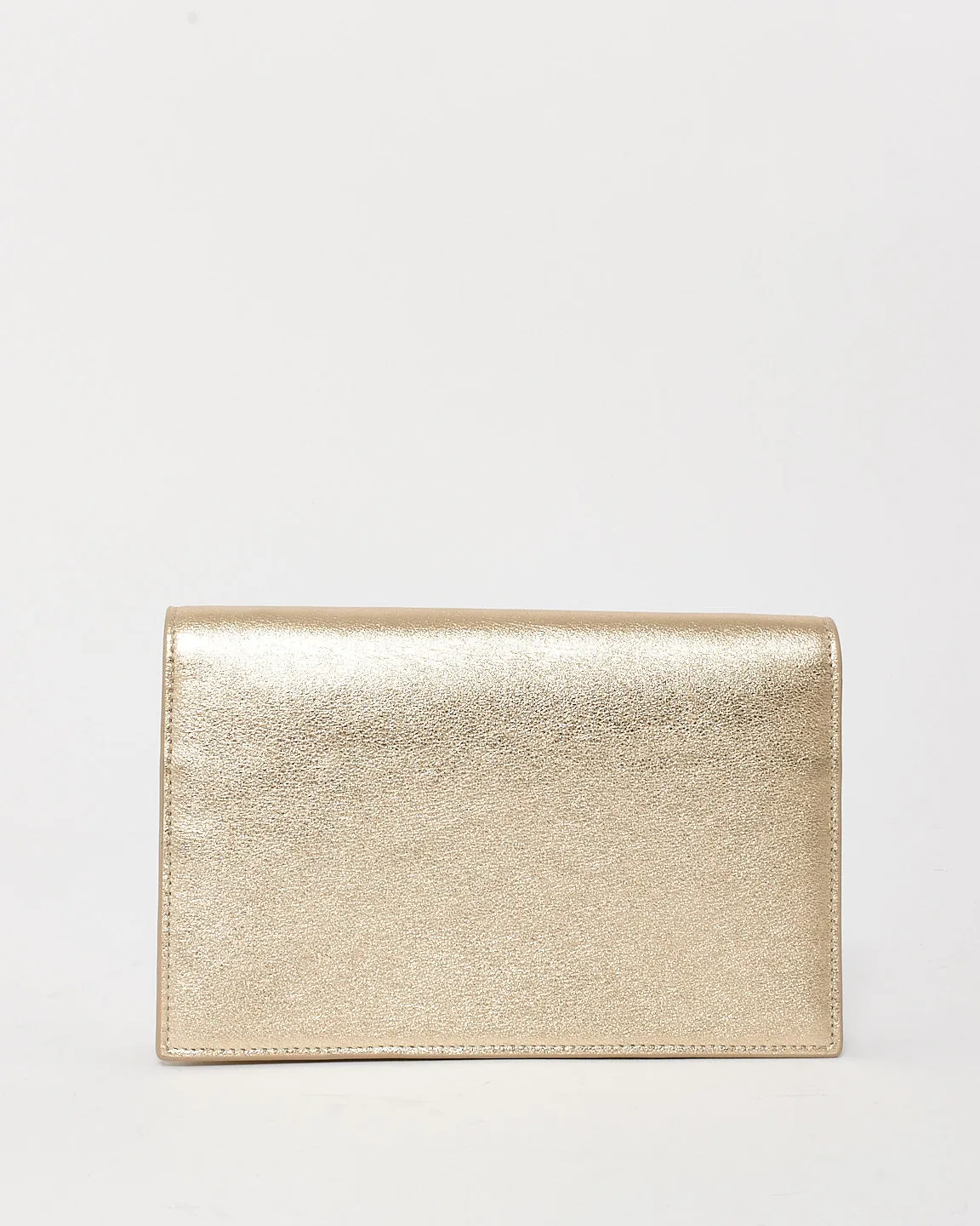 Saint Laurent Gold Leather Cassandre Wallet On Chain