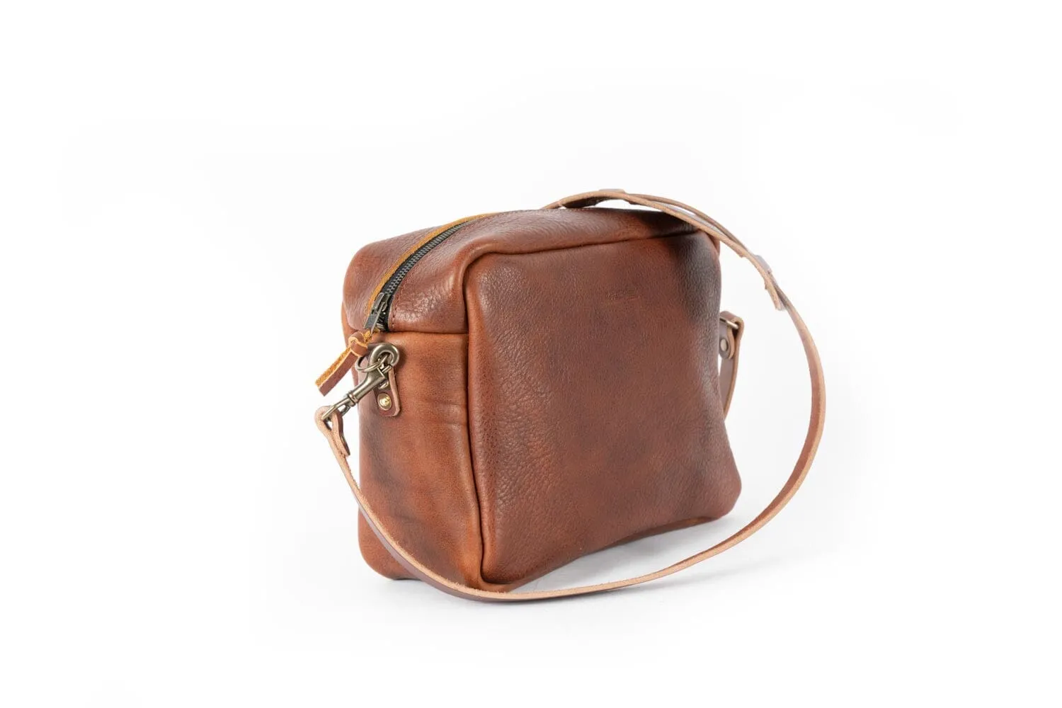 SARAH LEATHER CROSSBODY - LARGE - TANGERINE BISON