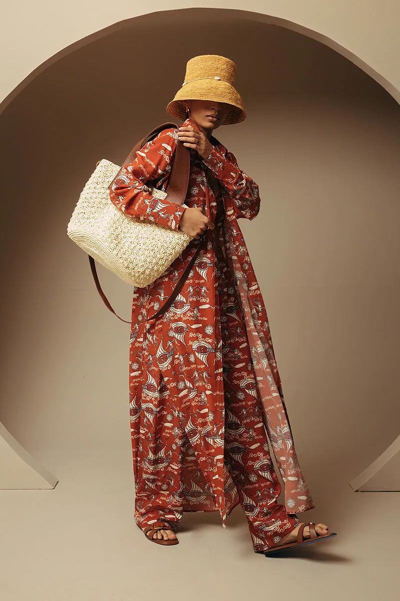 Seashells Soft Maxi Tote with Leather Handle