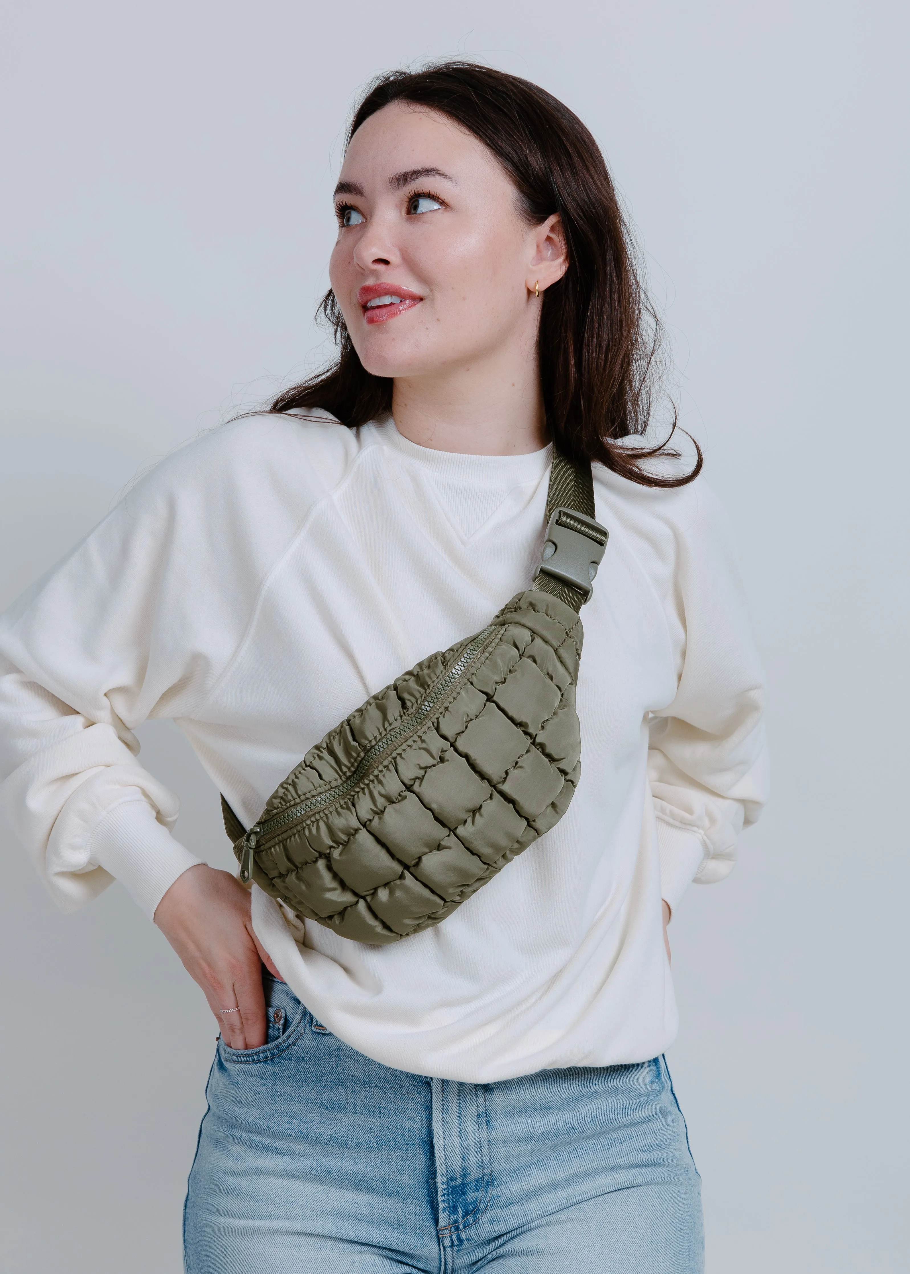 Selena Quilted Puffer Bag - Olive