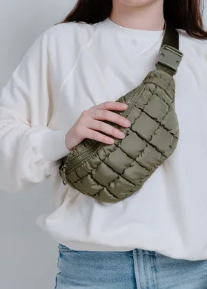 Selena Quilted Puffer Bag - Olive