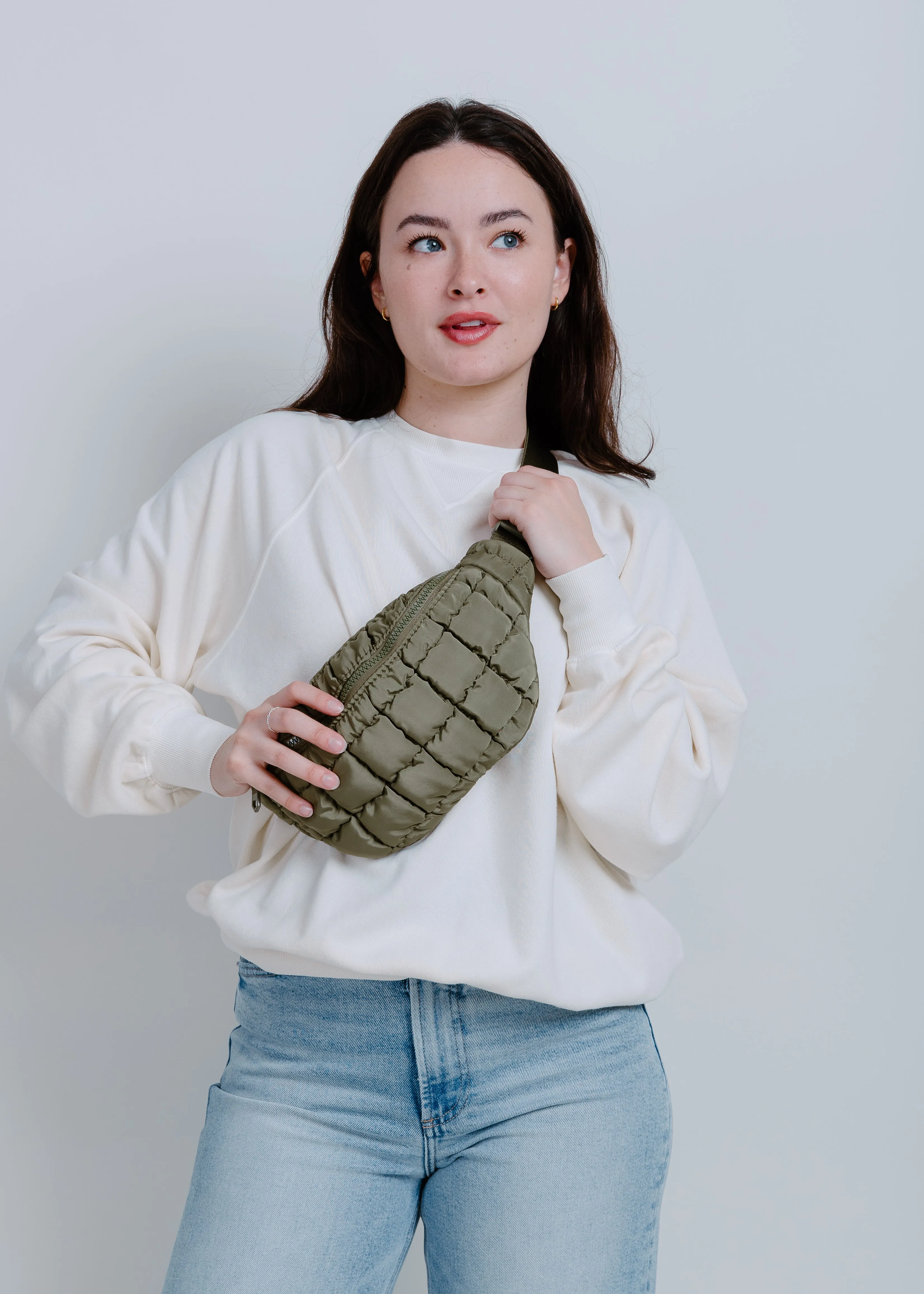 Selena Quilted Puffer Bag - Olive