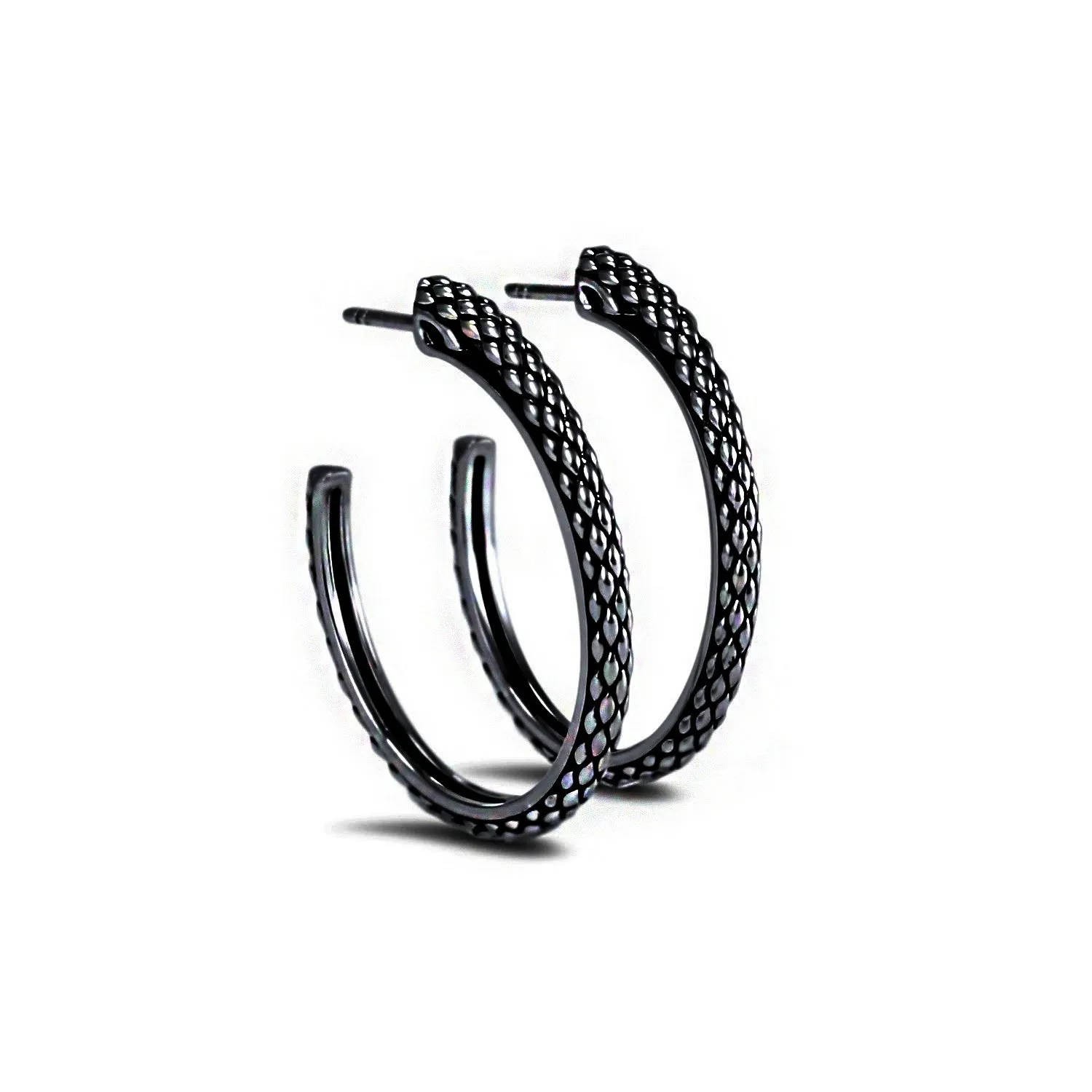 Spirit Python Hoop Earring 30mm - Black Ruthenium Vermeil