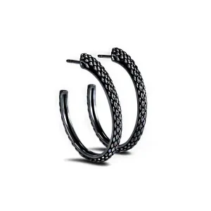 Spirit Python Hoop Earring 30mm - Black Ruthenium Vermeil