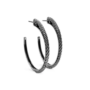 Spirit Python Hoop Earring 41mm - Black Ruthenium Vermeil