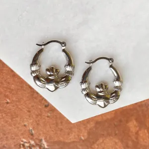 Sterling Silver Celtic Claddagh Hollow Small Hoop Earrings