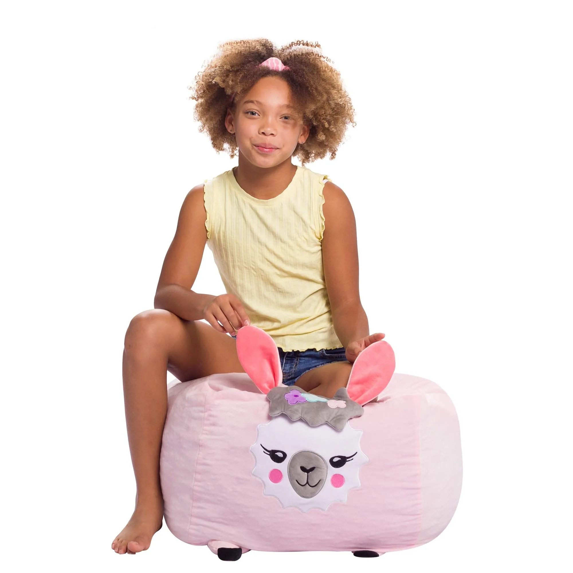 Stuffed Animal Storage Bean Bag Chair Cover only for Kids, Toy Holder
