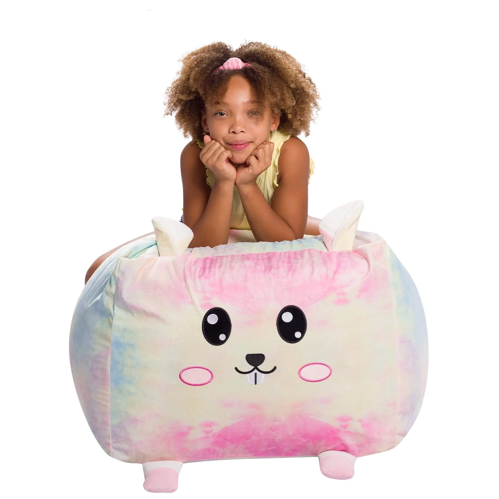 Stuffed Animal Storage Bean Bag Chair Cover only for Kids, Toy Holder