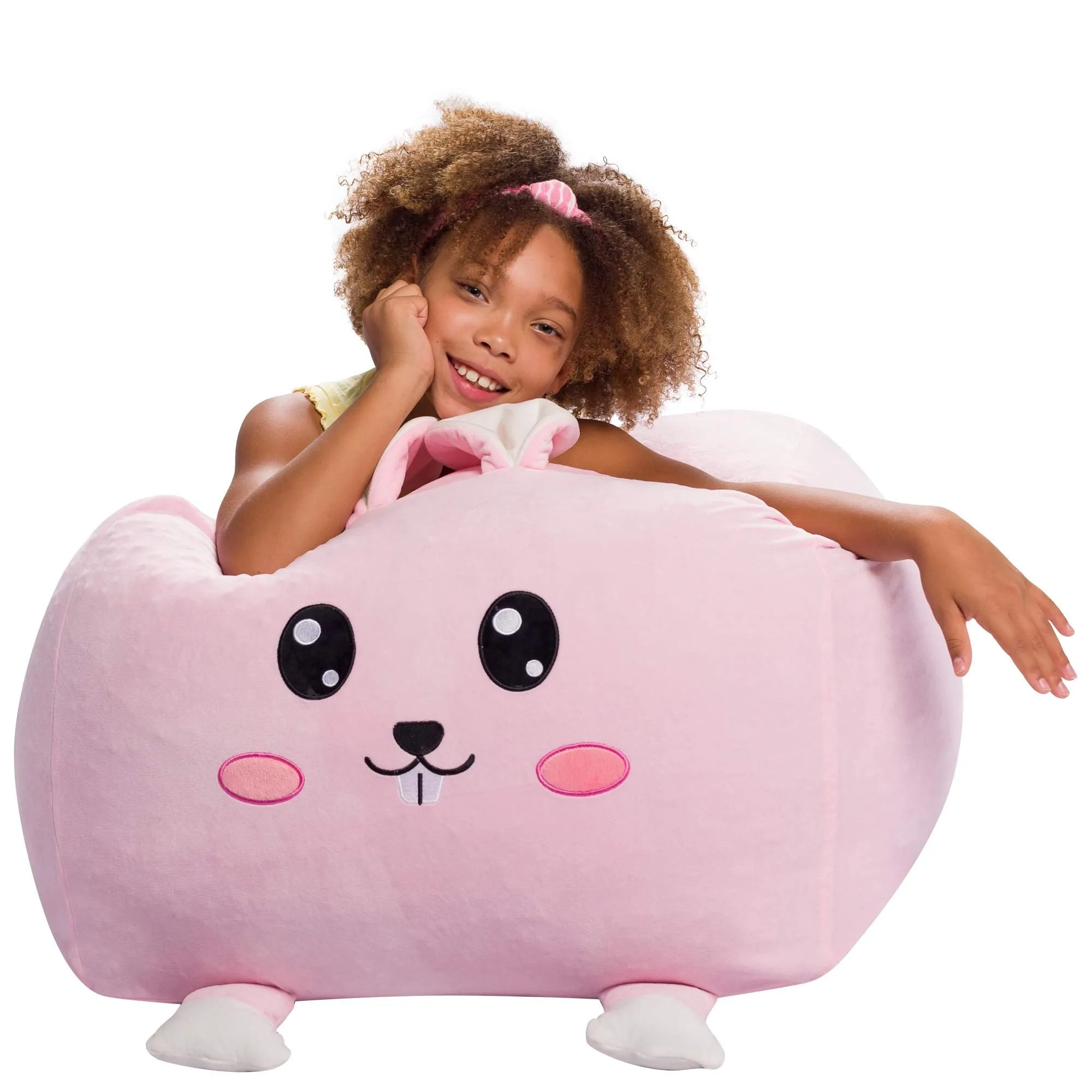 Stuffed Animal Storage Bean Bag Chair Cover only for Kids, Toy Holder