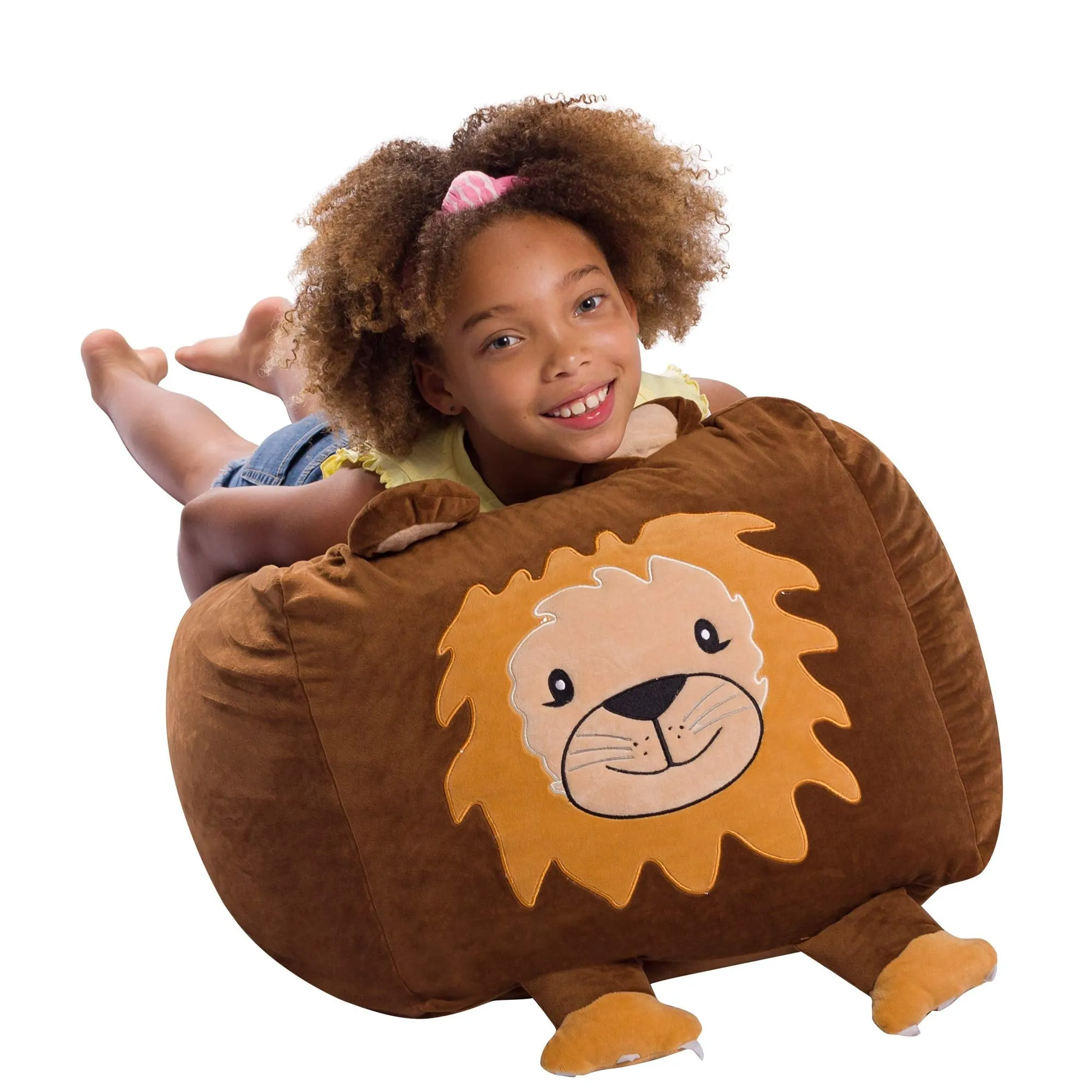 Stuffed Animal Storage Bean Bag Chair Cover only for Kids, Toy Holder