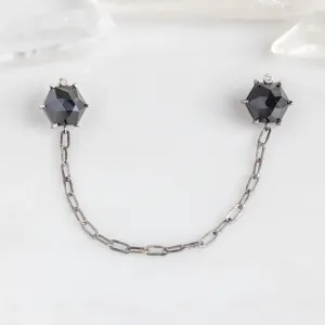 The Onyx & Diamond Collar Pin | Oxidized Sterling Silver