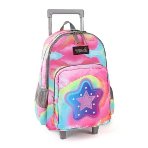 Tilami Pink Five-pointed Star 18 inch Double Handle Rolling Backpack