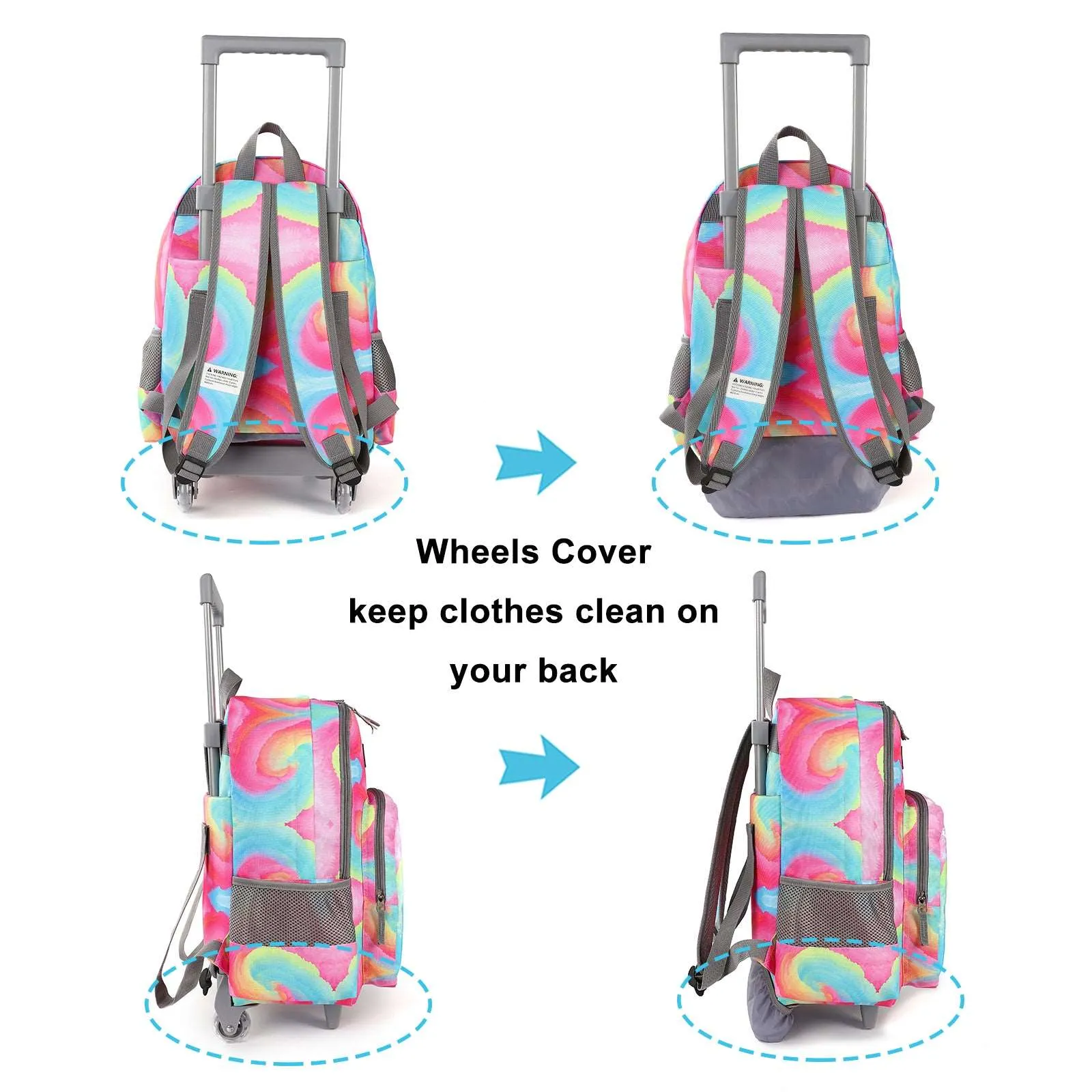 Tilami Pink Five-pointed Star 18 inch Double Handle Rolling Backpack