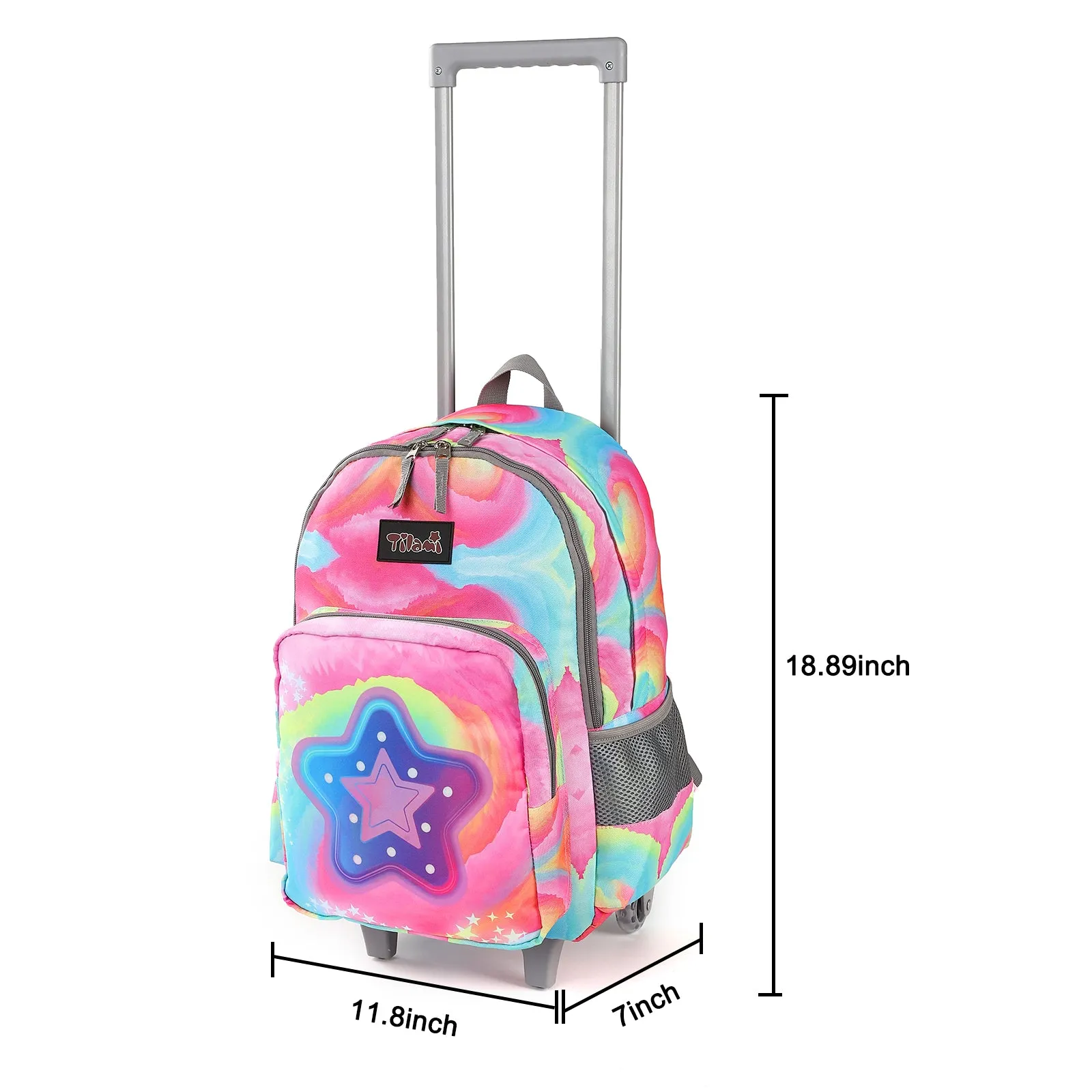 Tilami Pink Five-pointed Star 18 inch Double Handle Rolling Backpack