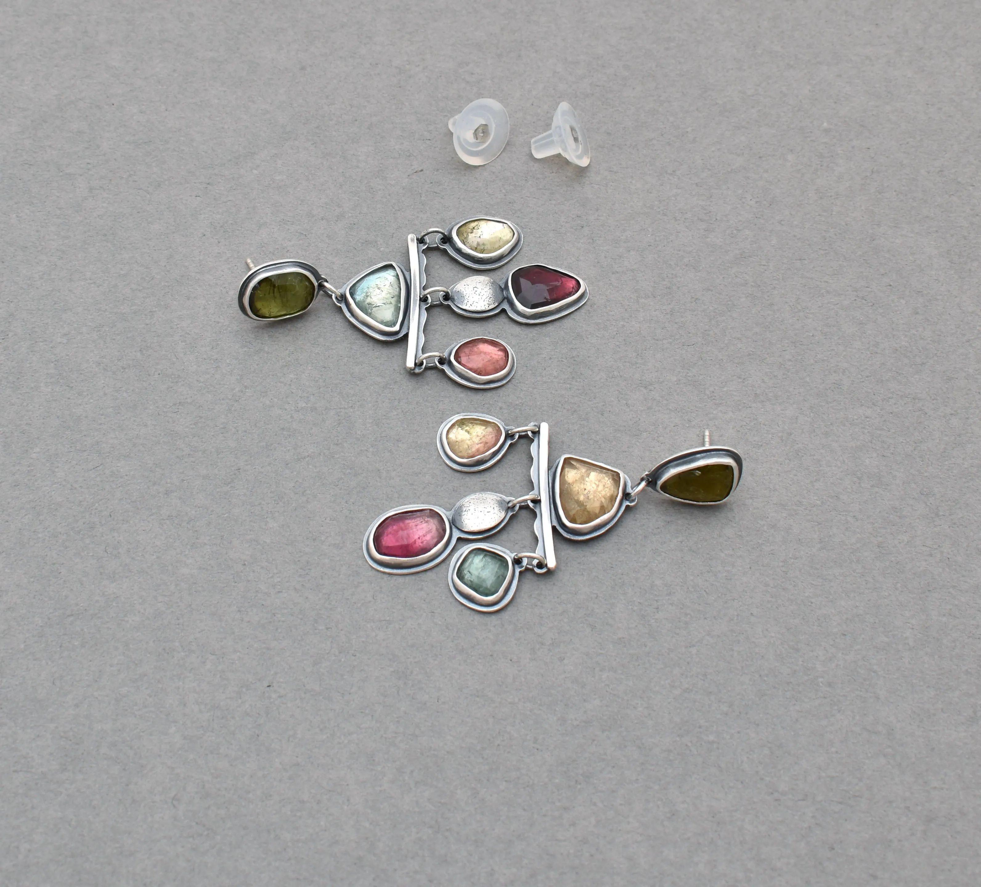 Tourmaline Chandelier Post Drop Earrings. Colorful Earrings.