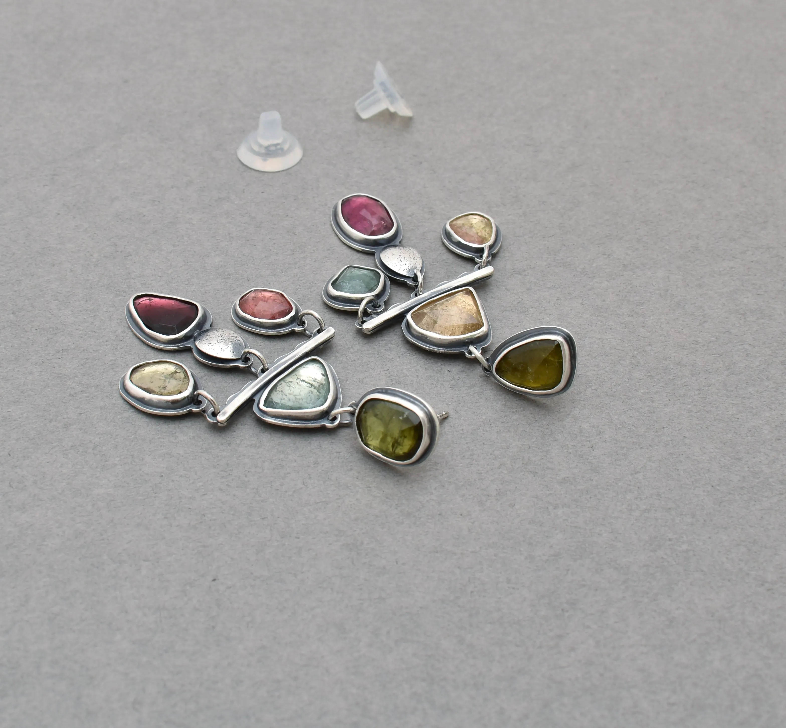 Tourmaline Chandelier Post Drop Earrings. Colorful Earrings.