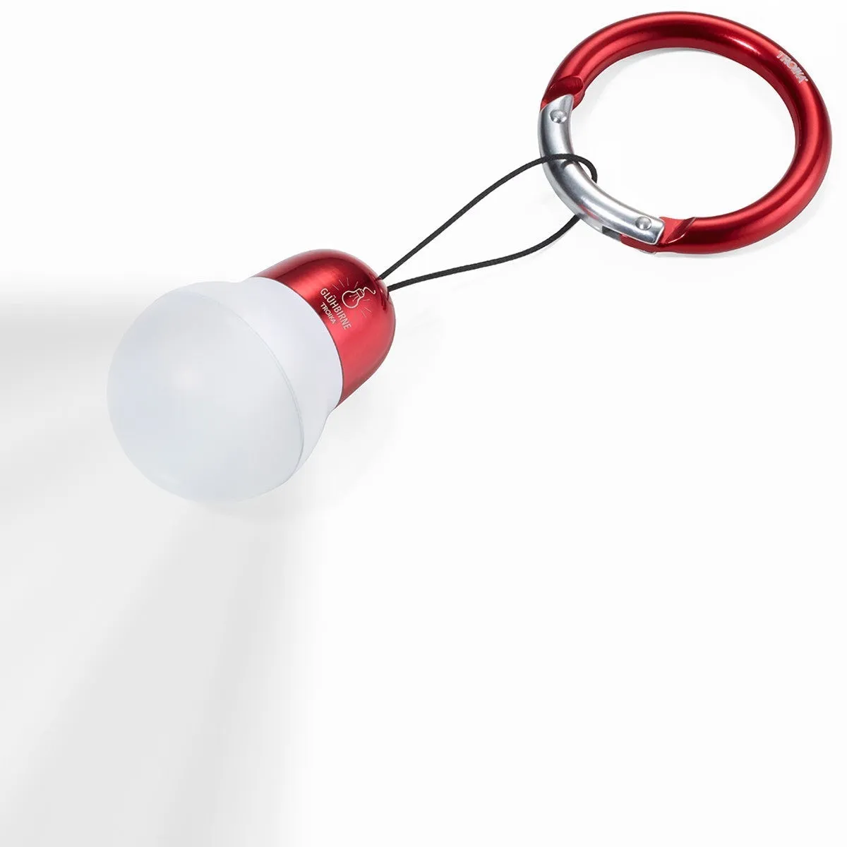 Troika Bag Light LED Keychain Lightbulb Shape Red Finish White Light