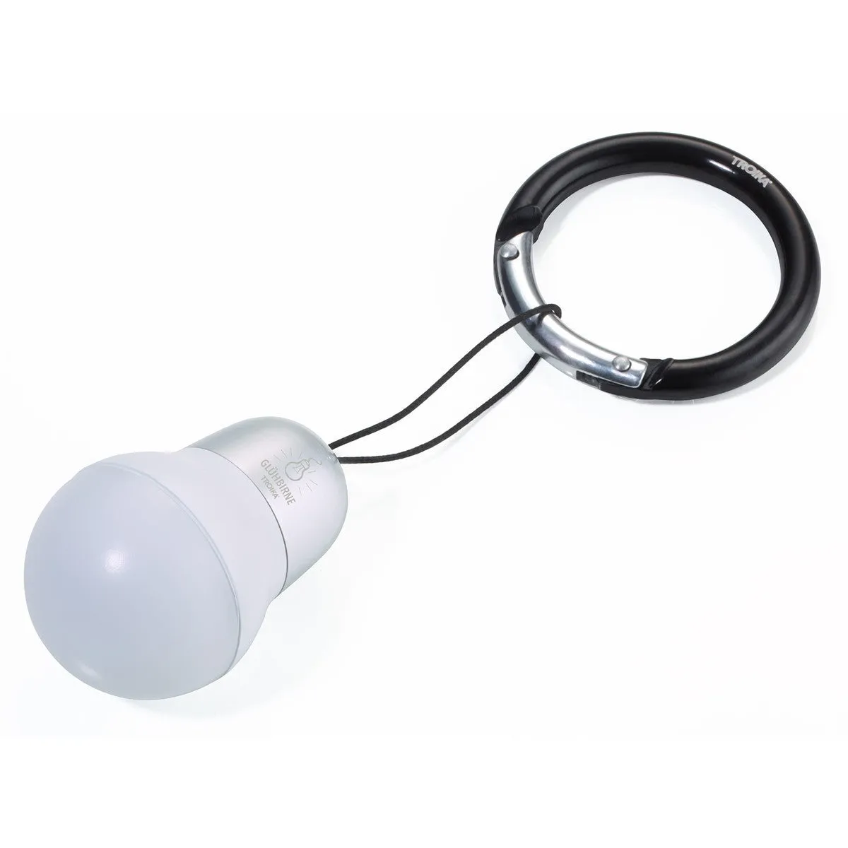 Troika Bag Light LED Keychain Lightbulb Shape Silver Finish White Light