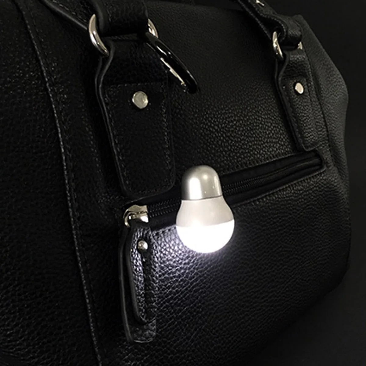 Troika Bag Light LED Keychain Lightbulb Shape Silver Finish White Light